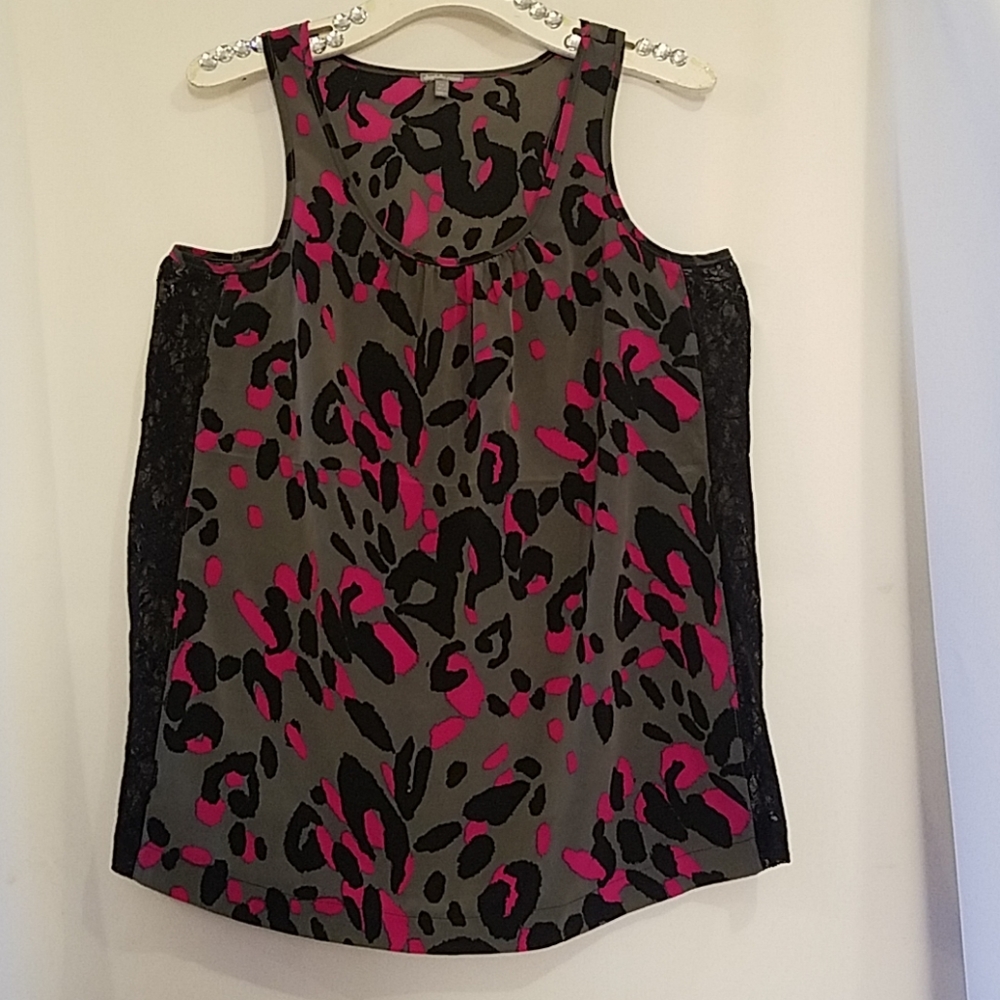 CHARLOTTE RUSSE HOT PINK ANIMAL PRINT TANK TOP